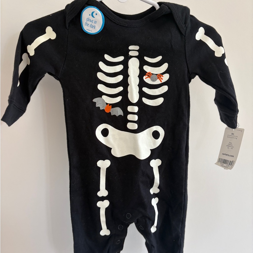 Carter's Black and White Skeleton Glow One Piece